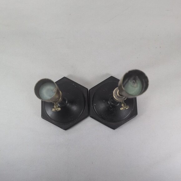 Hearth & Hand Magnolia Candle Holders 2 Black & Brass Taper Sticks Adjustable - Picture 5 of 10